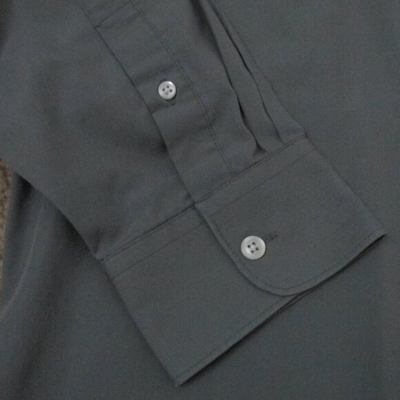 David Taylor Button Down Dress Shirt Mens‎ Size 17.5 34/35 Dark Gray Long Sleeve - Picture 2 of 7